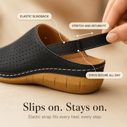 Perforated Wedge Slingback Sandals with Cushioned Sole for Women