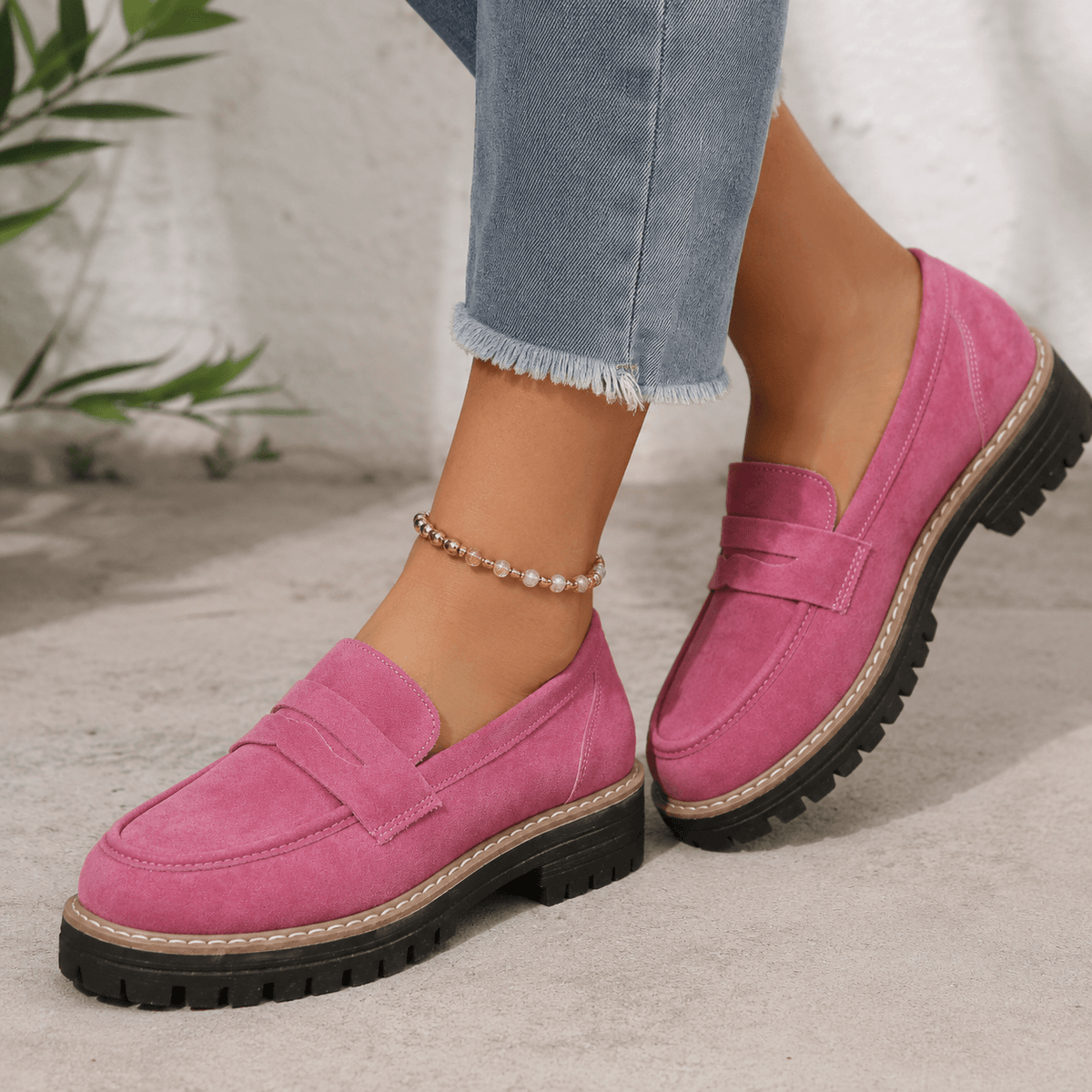 Women's Platform Loafers with Cushioned Comfort Footbed