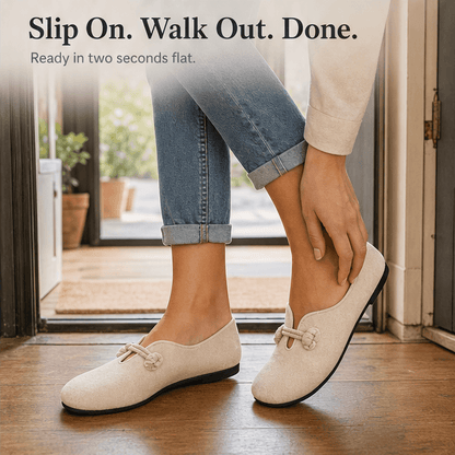 Sollea Suede Slip-On Flats with Cushioned Sole and Rope Bow