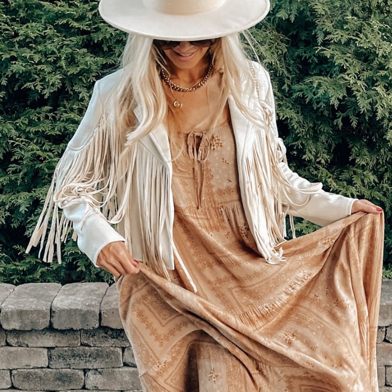 Bianca Rossi Fringe Suede-Look Cropped Jacket for Women