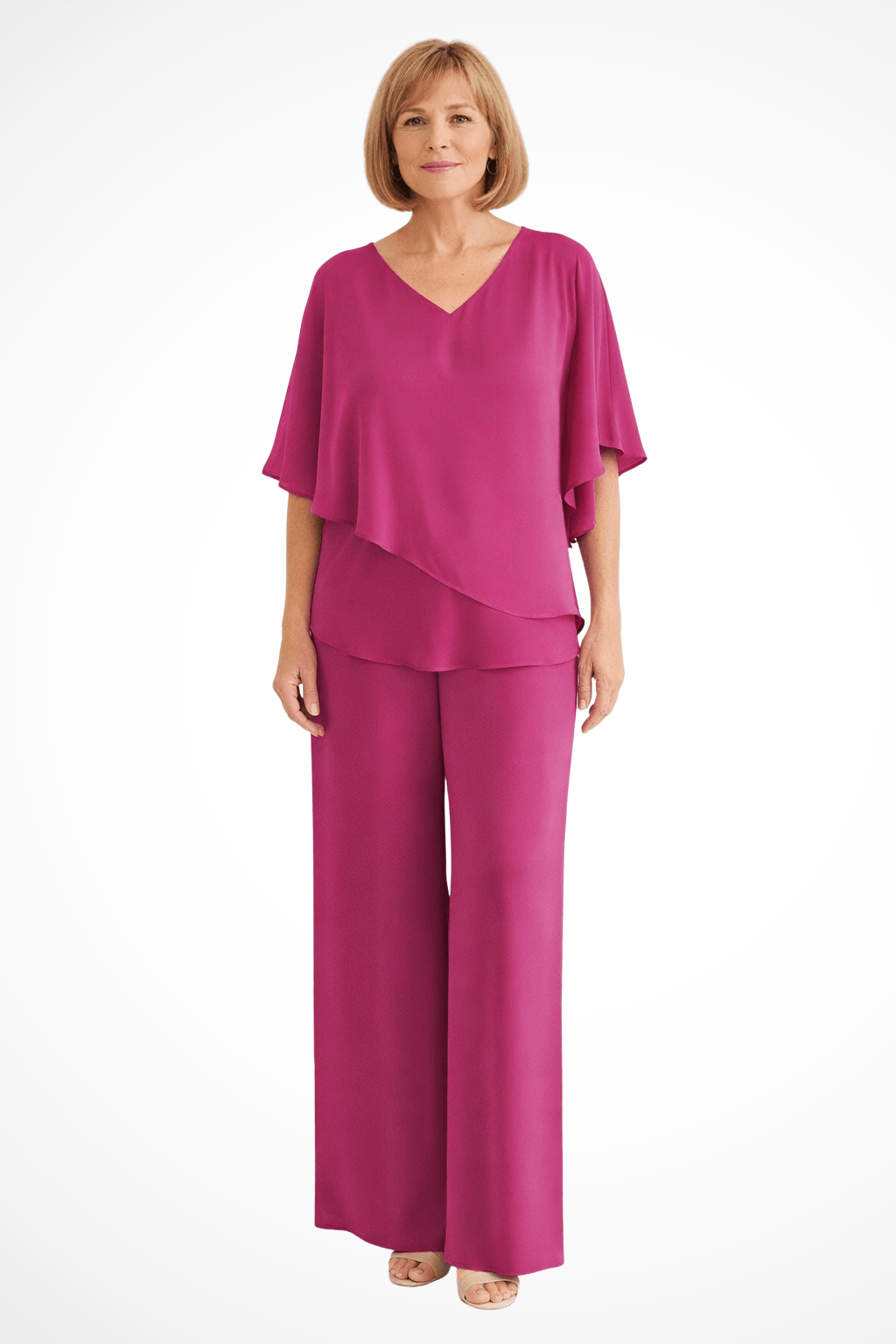 Hannah Sullivan Flowy Chiffon Blouse and Wide-Leg Pants Co-ord Set