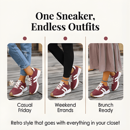 Velora Retro Suede Colorblock Cushioned Platform Sneakers for Women