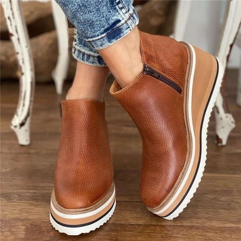 Madeline Rossi Platform Ankle Boots with Side Zip for Women