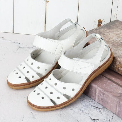 Grace Women's Hollow-Out Cushioned Sandals with Hook-and-Loop Strap