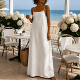 Marelle Linen-Look Summer Maxi Slip Dress with Adjustable Straps