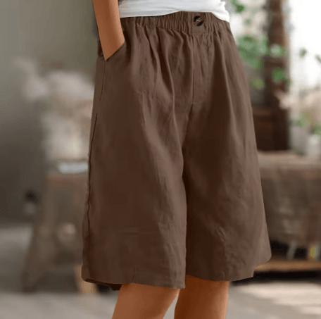 Renee Tailored Linen Shorts with Elasticated Pleated Waist