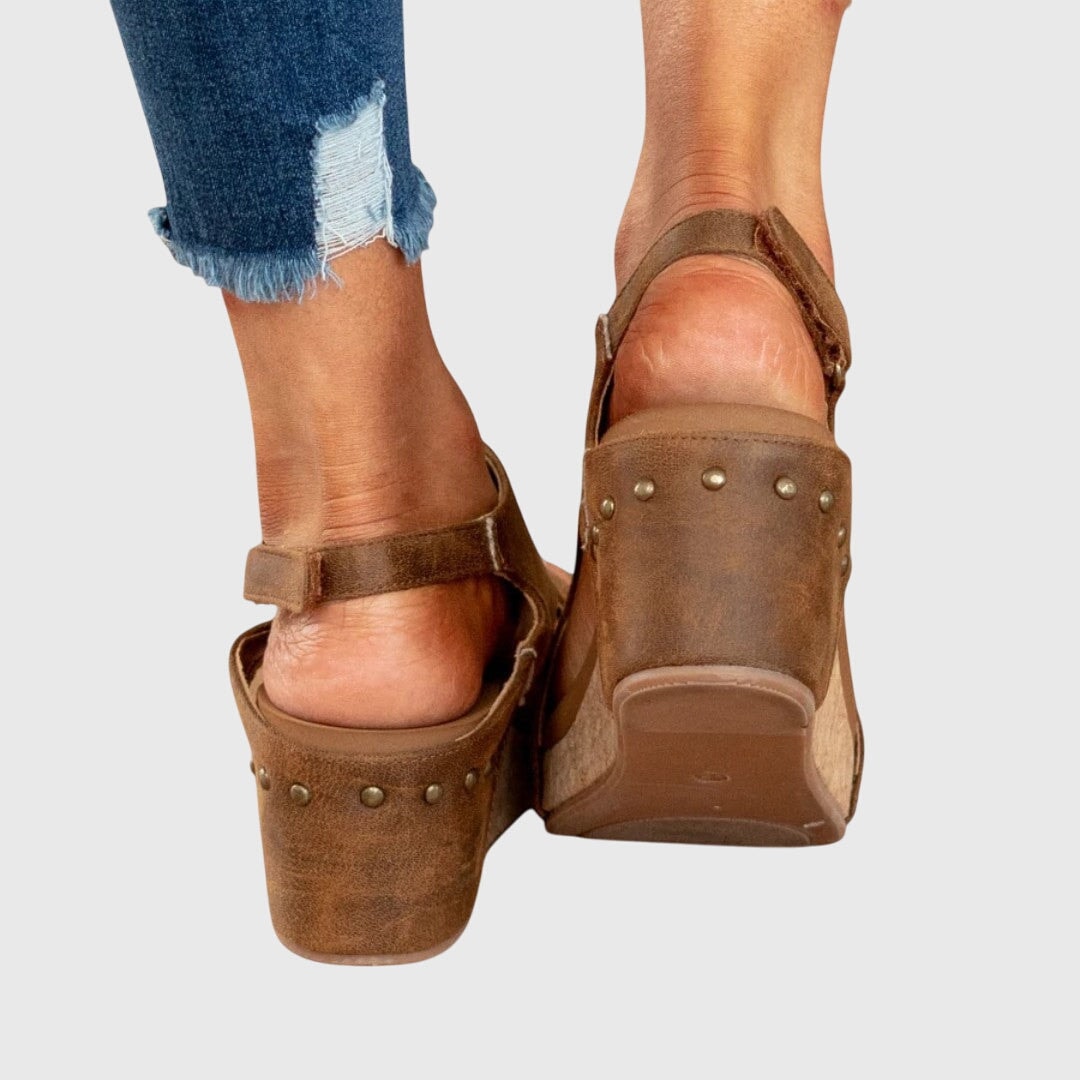 Adela Women's Cushioned Wedge Sandals with Buckle Closure