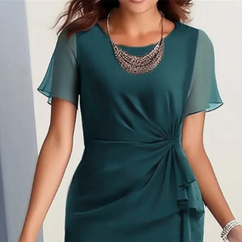 Ruffle Hem Flutter Sleeve Knot-Front Midi Dress for Women