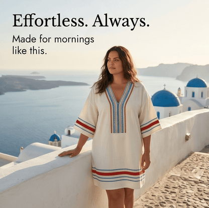 Embroidered Boho Kaftan Mini Dress for Women