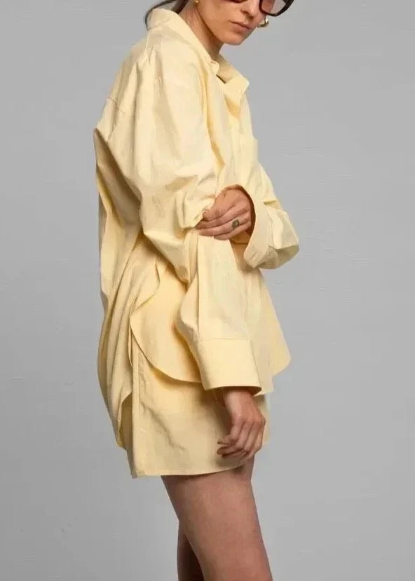 Calvindra Relaxed Linen Shirt and Shorts Two-Piece Co-Ord Set