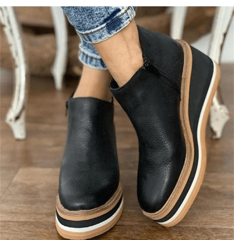 Madeline Rossi Platform Ankle Boots with Side Zip for Women