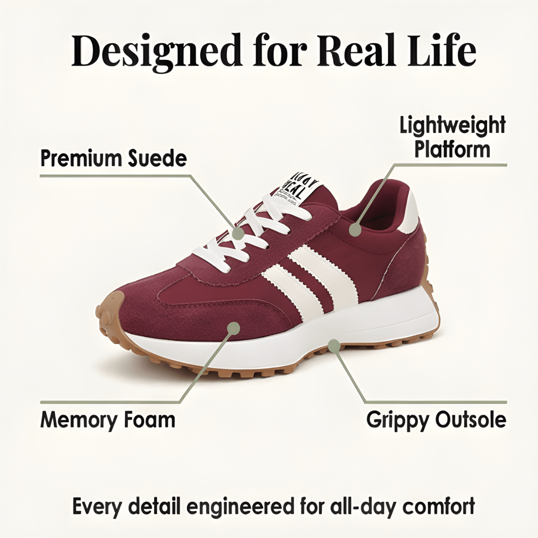 Velora Retro Suede Colorblock Cushioned Platform Sneakers for Women