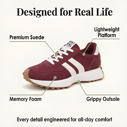 Velora Retro Suede Colorblock Cushioned Platform Sneakers for Women