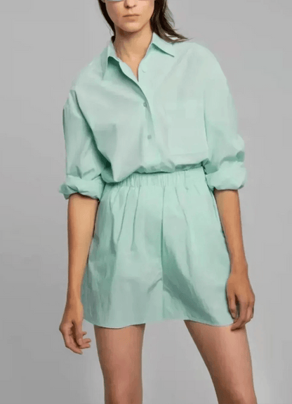 Calvindra Relaxed Linen Shirt and Shorts Two-Piece Co-Ord Set