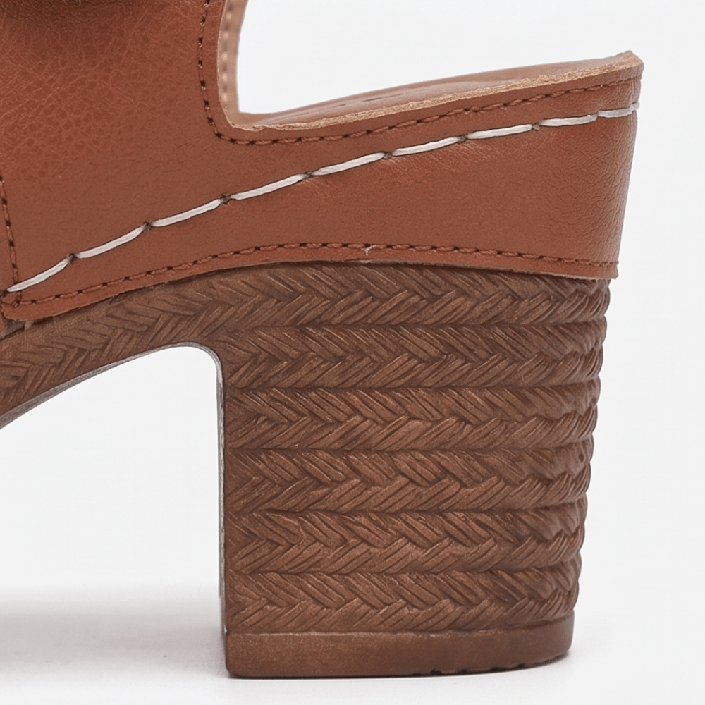 Women's Cushioned Block Heel Sandals with Buckle Ankle Strap