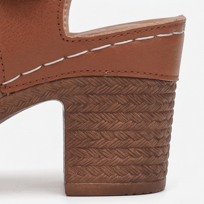 Women's Cushioned Block Heel Sandals with Buckle Ankle Strap