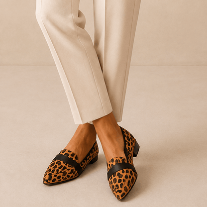 Women's Suede-Look Pointed-Toe Loafers with Cushioned Footbed