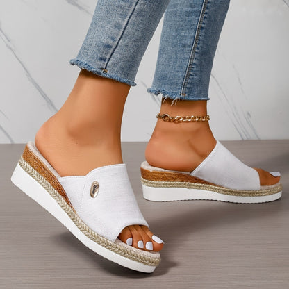 Marina Beckett Woven Espadrille Platform Wedge Sandals with Open Toe