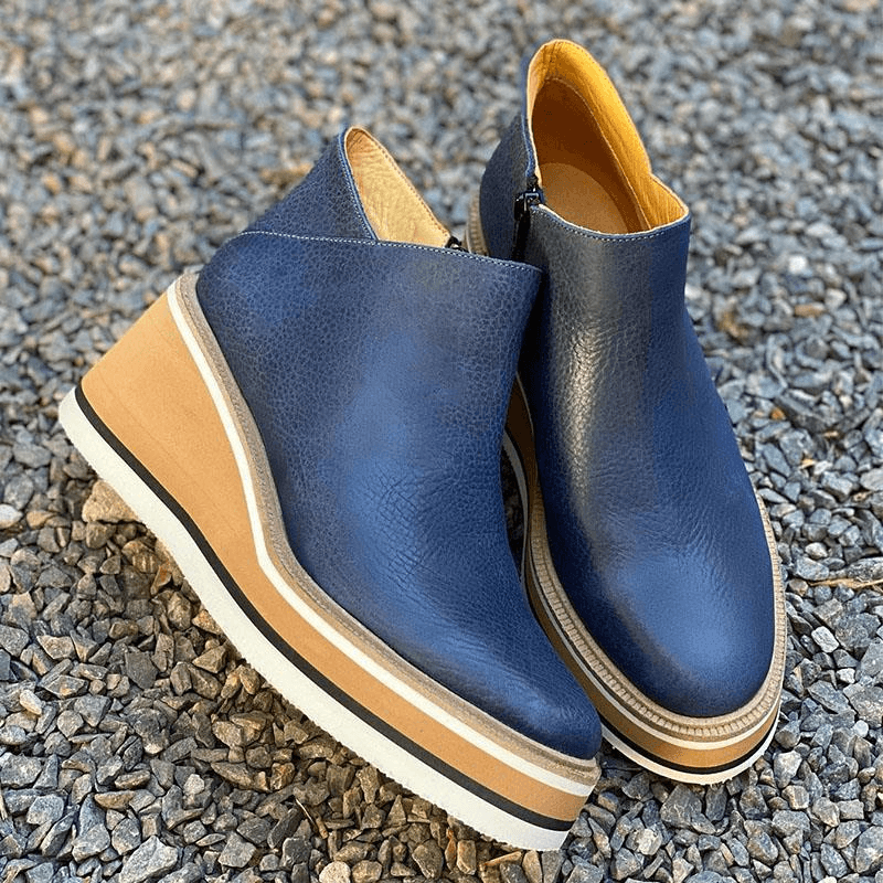 Madeline Rossi Platform Ankle Boots with Side Zip for Women