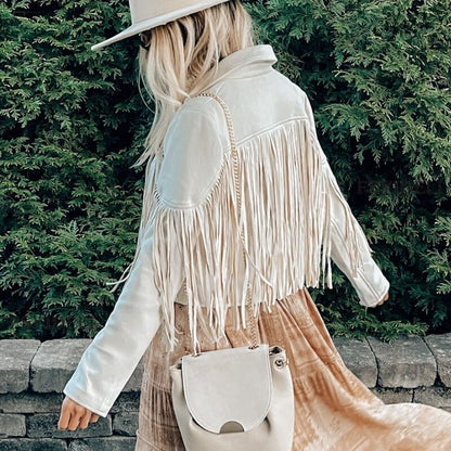 Bianca Rossi Fringe Suede-Look Cropped Jacket for Women