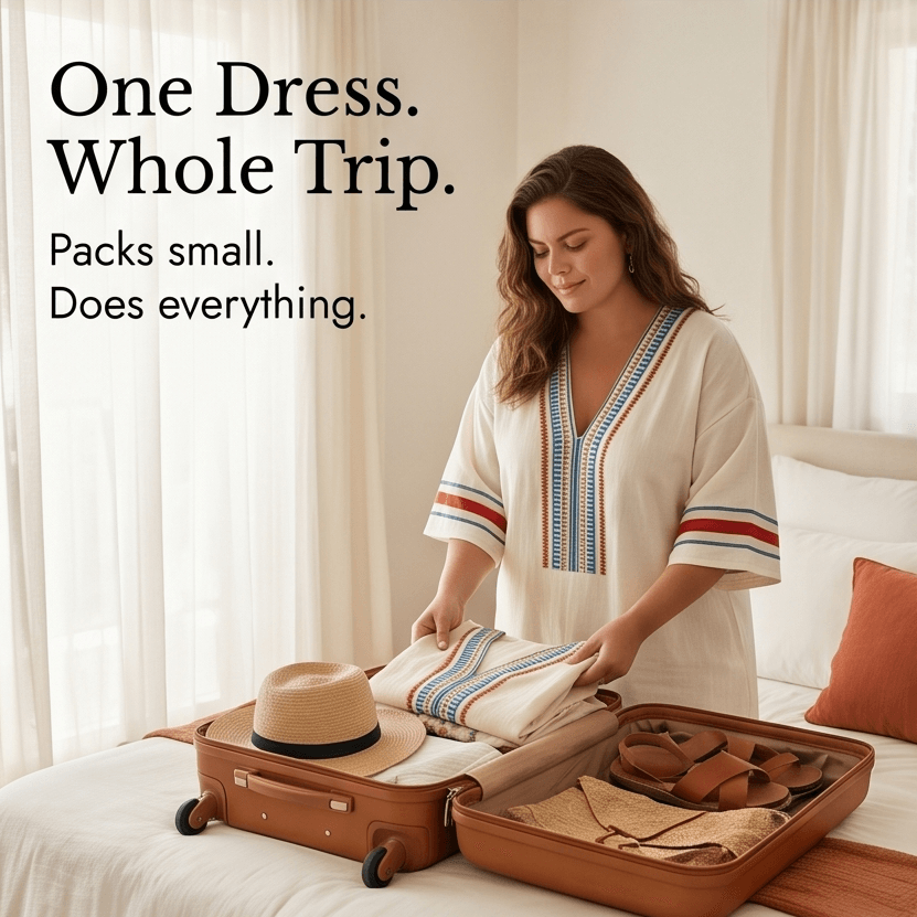 Embroidered Boho Kaftan Mini Dress for Women