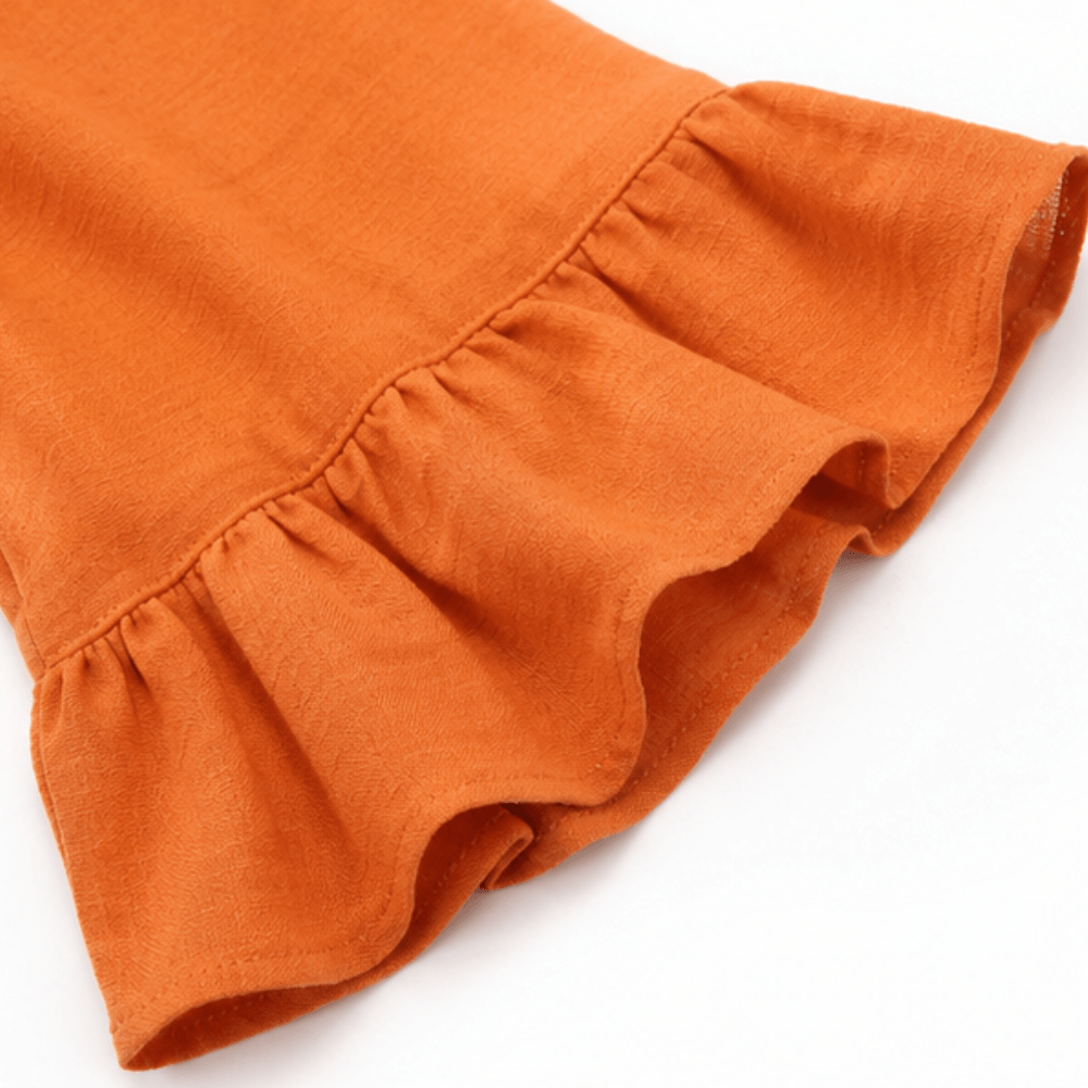 Laurelle V-Neck Ruffle Sleeve Blouse with Button Detail