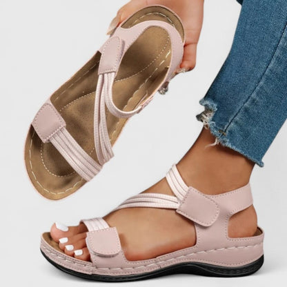 Delvaine Orthopedic Wedge Sandals with Open Toe and Adjustable Elastic Straps
