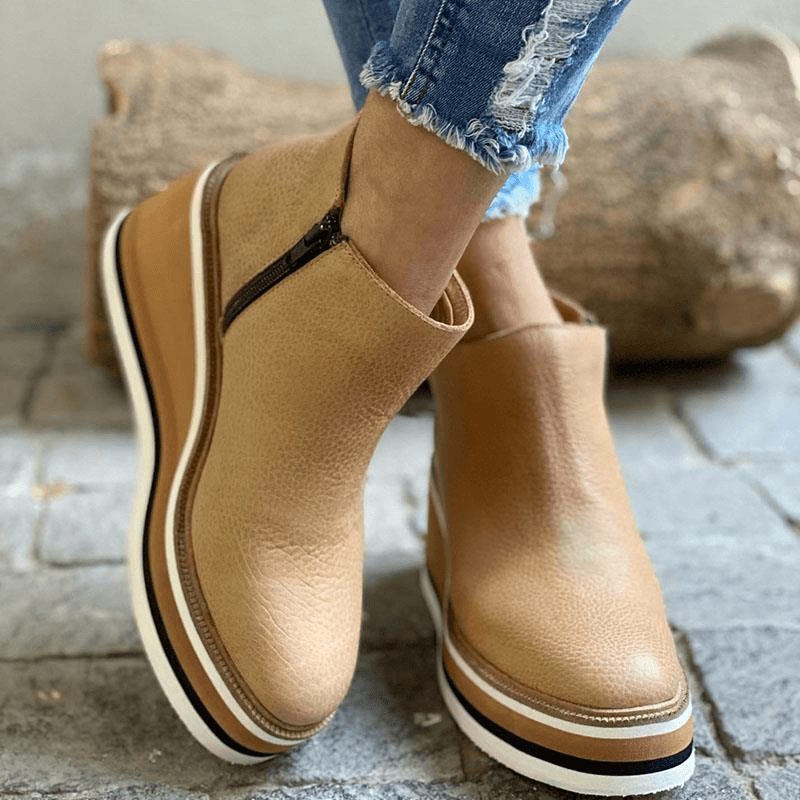 Madeline Rossi Platform Ankle Boots with Side Zip for Women