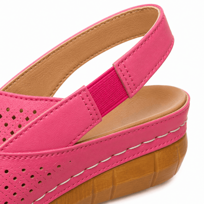 Perforated Wedge Slingback Sandals with Cushioned Sole for Women