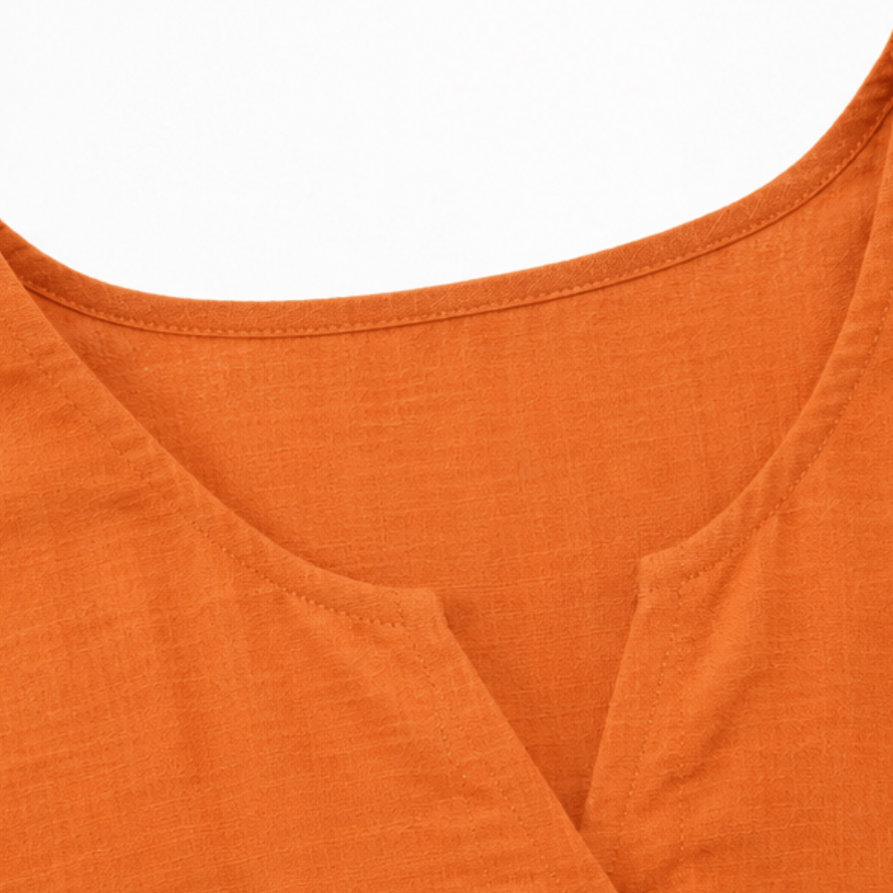 Laurelle V-Neck Ruffle Sleeve Blouse with Button Detail