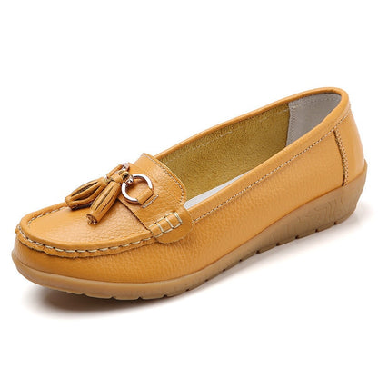 Grace Women's Comfort Leather Loafer Shoes with Tassel Detail