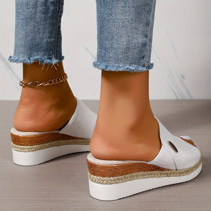 Marina Beckett Woven Espadrille Platform Wedge Sandals with Open Toe
