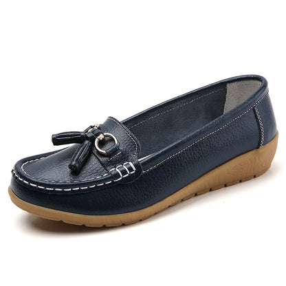 Grace Women's Comfort Leather Loafer Shoes with Tassel Detail