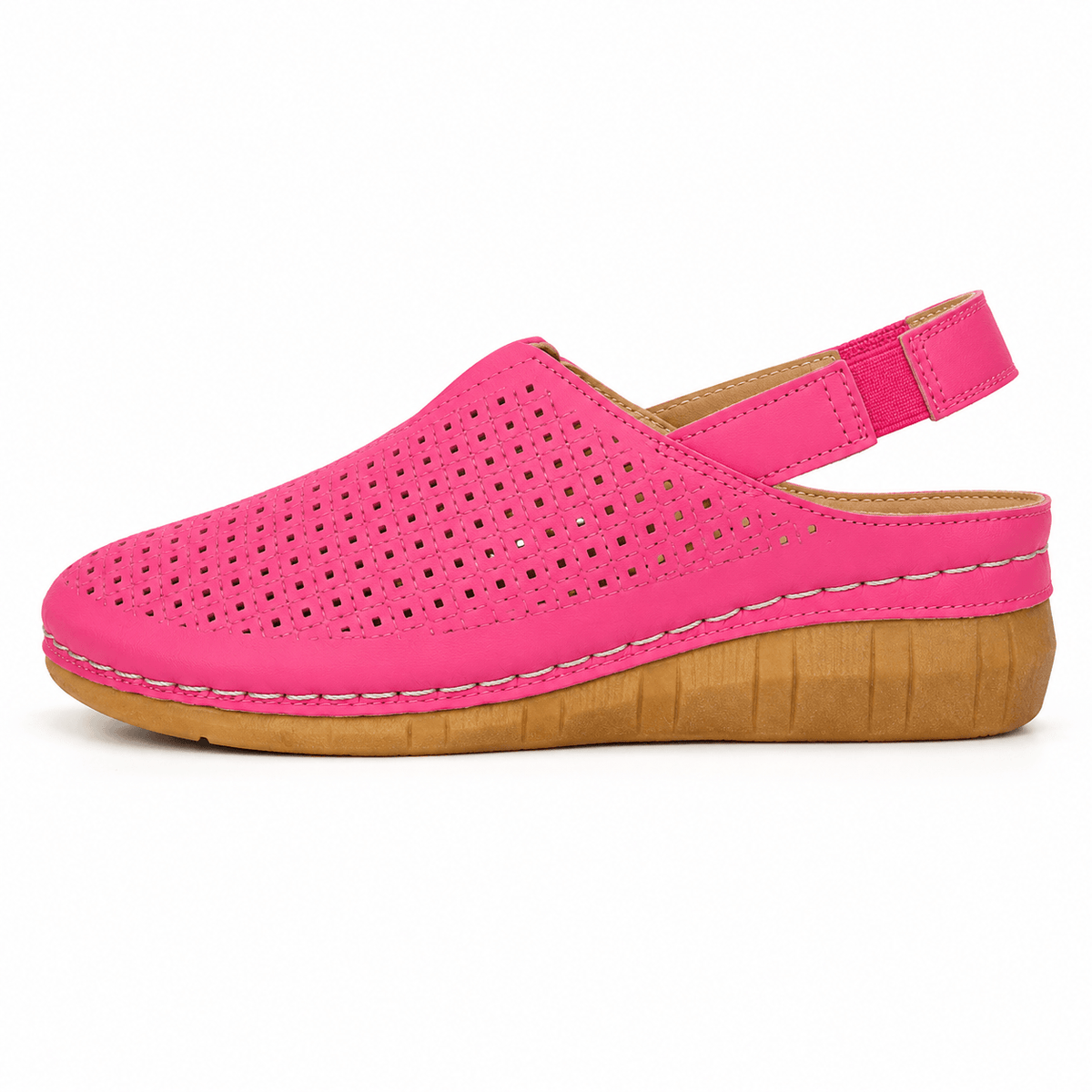 Perforated Wedge Slingback Sandals with Cushioned Sole for Women