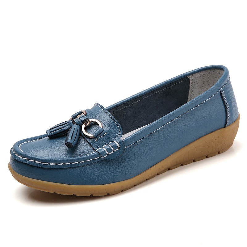 Grace Women's Comfort Leather Loafer Shoes with Tassel Detail