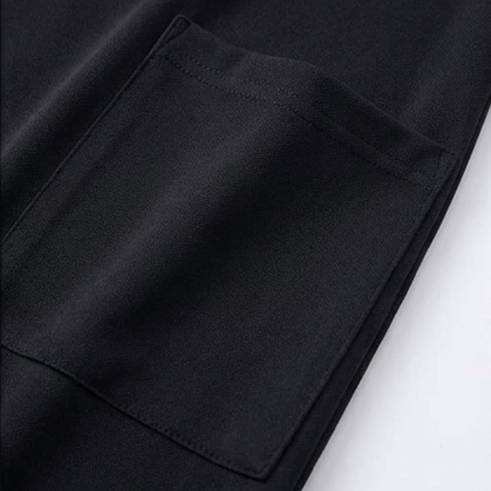 Square-Neck Cotton Blend Women's Midi Dress with Side Pockets