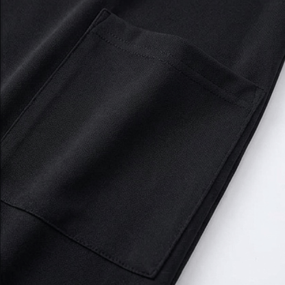 Square-Neck Cotton Blend Women's Midi Dress with Side Pockets