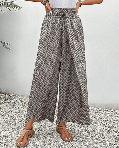 Vera Elastic-Waist Wide-Leg Linen Pants for Women