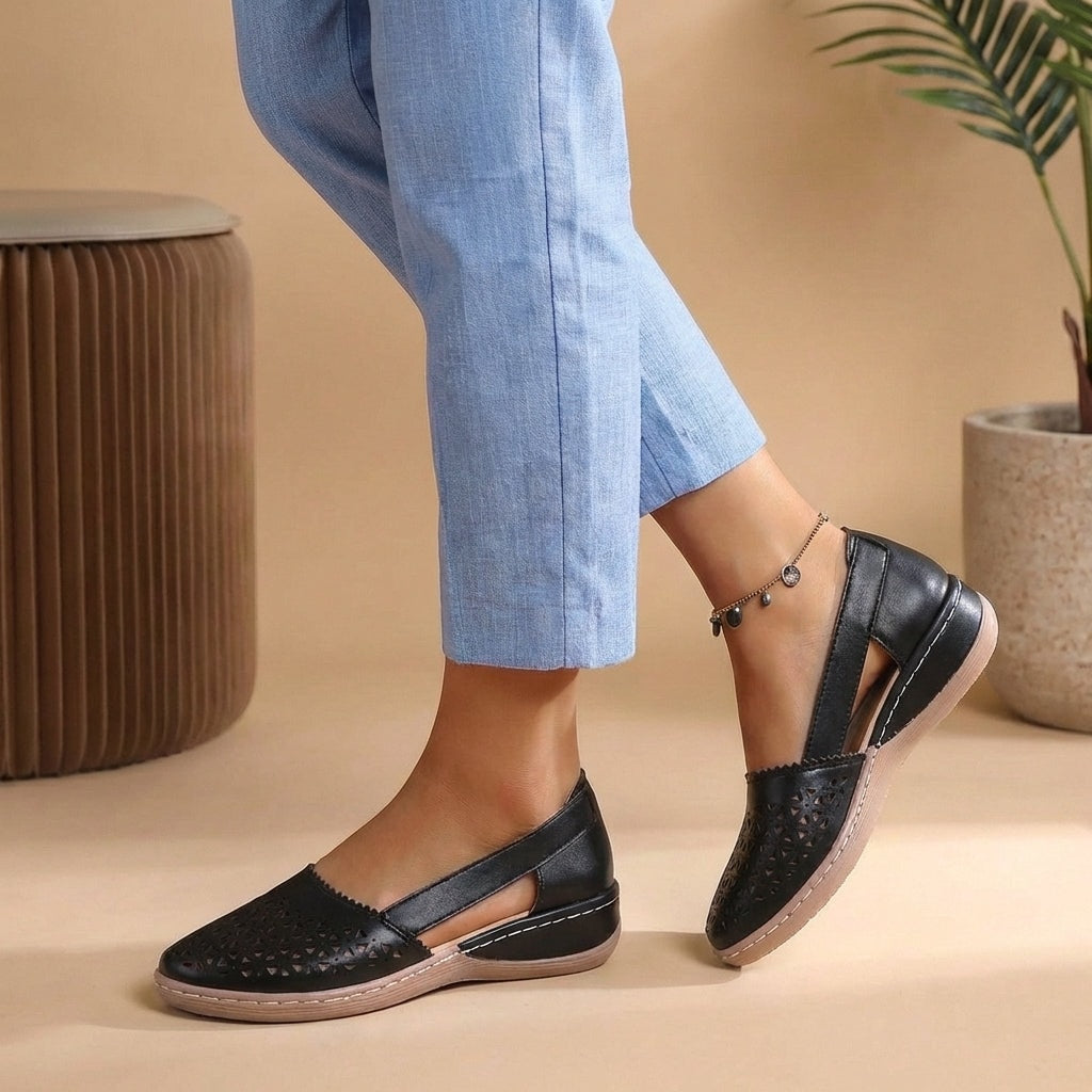 Perforated Slip-On Loafers with Side Cut-Outs and Low Flexible Sole