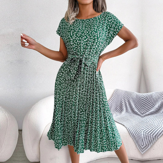Ilaria Floral Cotton Blend Midi Sundress with Tie Waist for Modest Summer Style