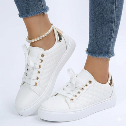 Chloe Laurent Quilted Cushioned Sneakers with Metallic Heel Trim for Women
