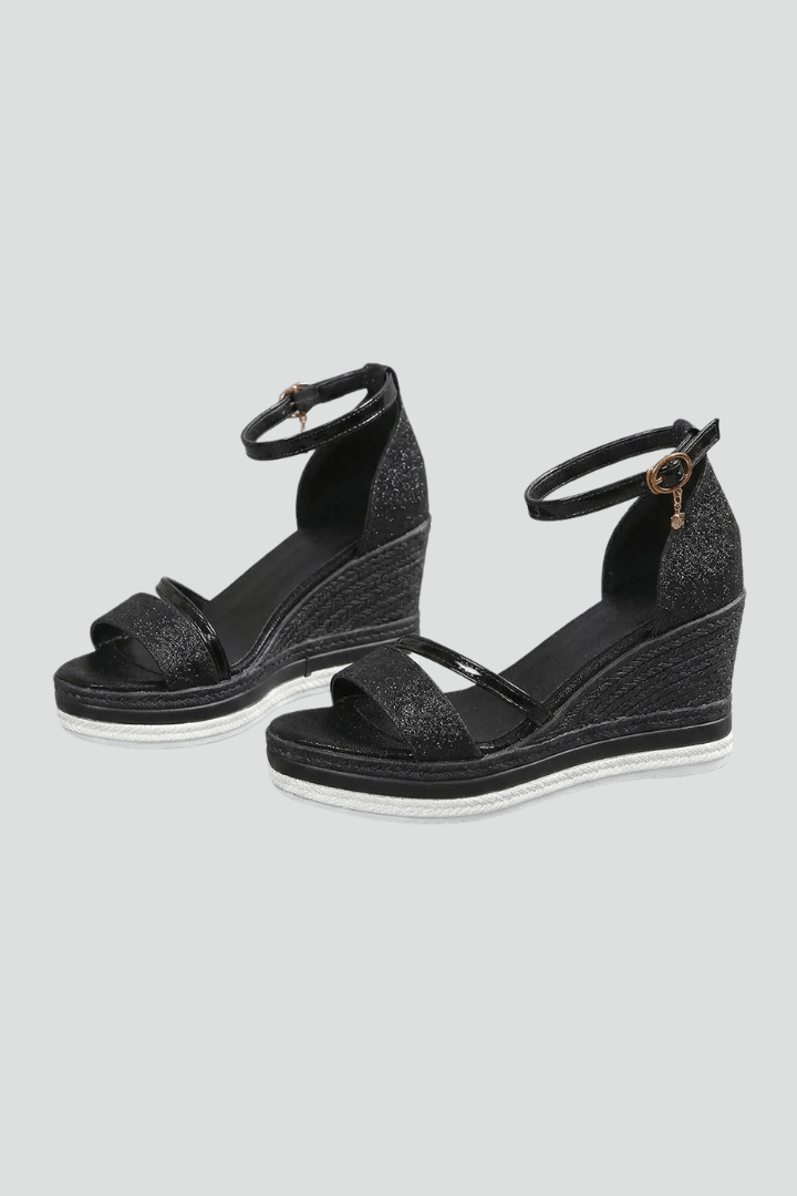 Women's Cushioned Wedge Sandals with Ankle Strap and Platform Sole