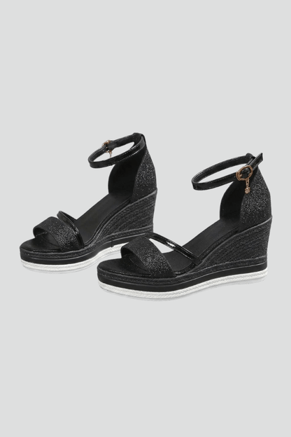 Women's Cushioned Wedge Sandals with Ankle Strap and Platform Sole