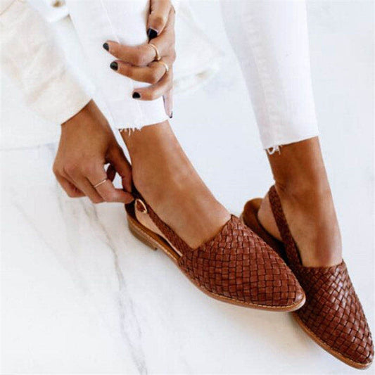Lucy Woven Leather Running Sandals with Slingback Strap