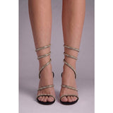 Zoe Gallagher Women's Strappy Ankle-Wrap Heeled Sandals with Rhinestone Detail