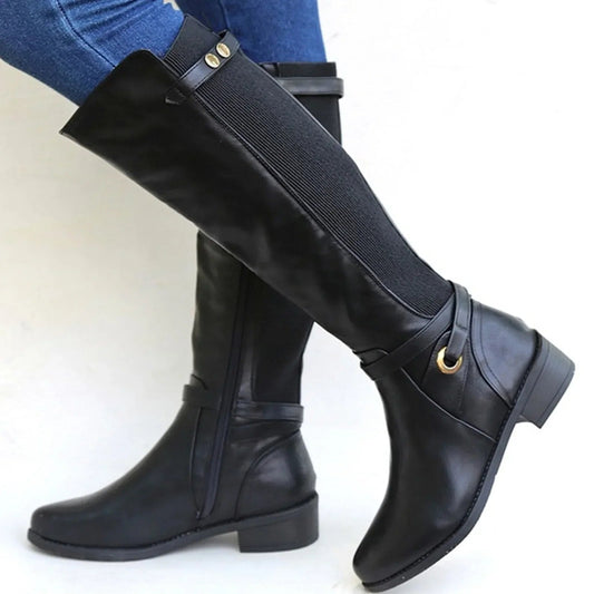 Isla Morgan Women's Knee-High Faux Leather Boots with Orthopedic Footbed