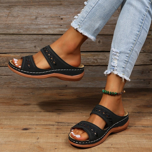 Women's Wedge Slide Sandals with Cushioned Comfort Sole