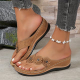 Aleia Floral Wedge Sandals with Cushioned Orthopedic Footbed