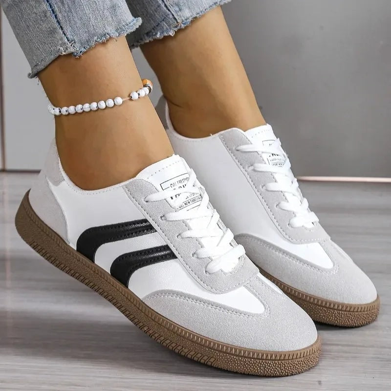 Pamela Panelled Lace-Up Women's Cushioned Sneakers with Arch Support