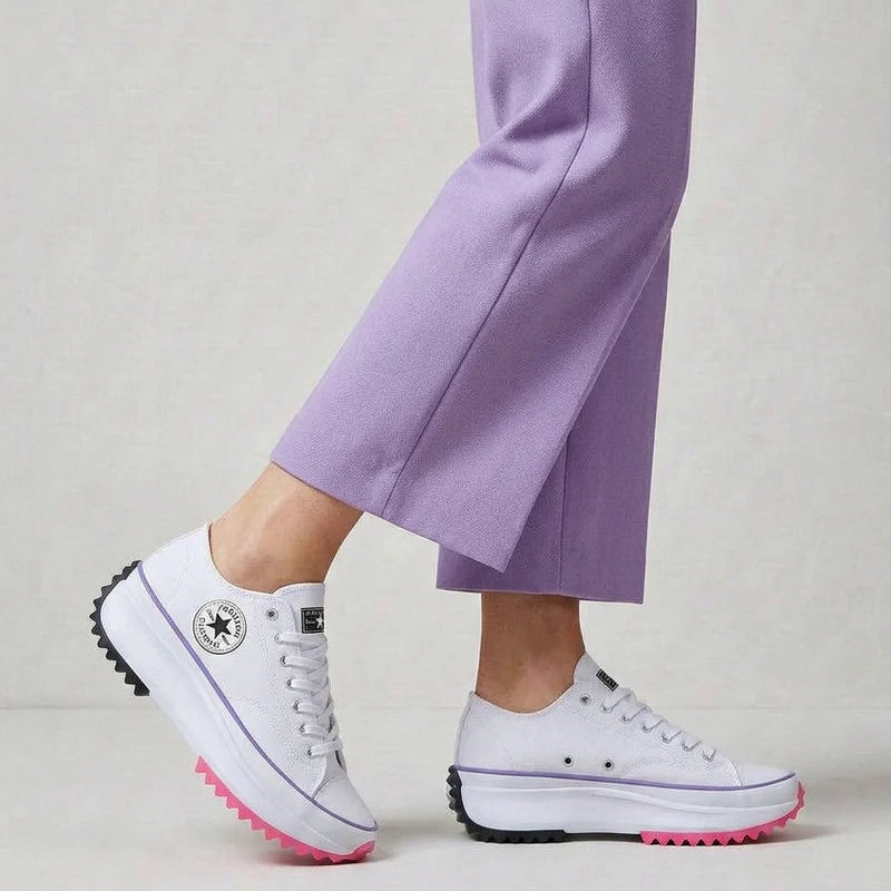 Chunky Platform Canvas Lace-Up Cushioned Sneakers for Women